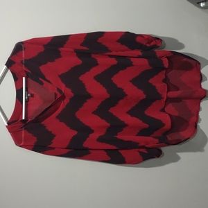 Women's Red & Black 3/4 sleeve Blouse